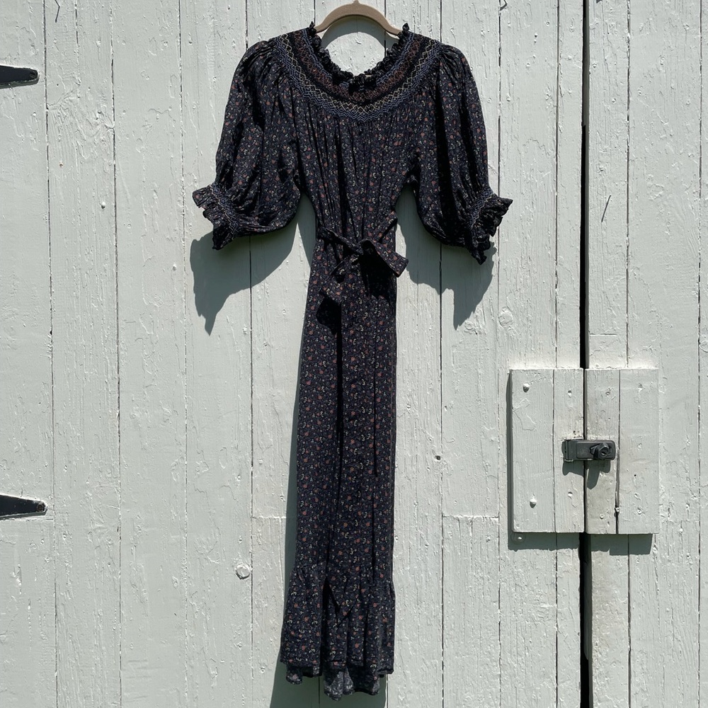 Doen Whisper Dress in Black Marfa Paisley